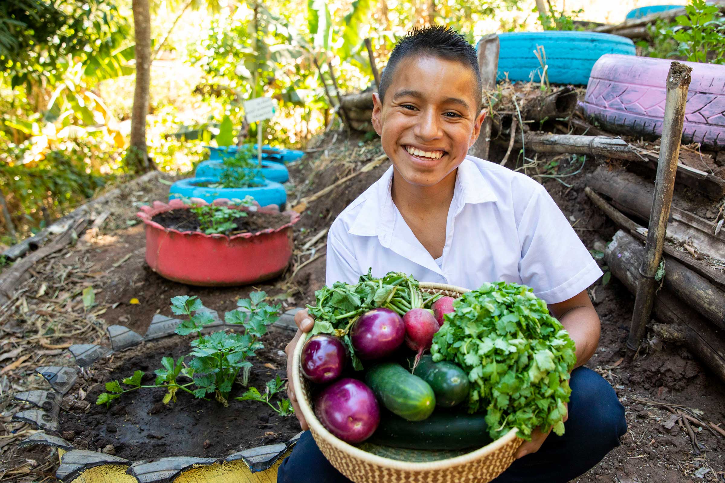 Child participates in agriculture training